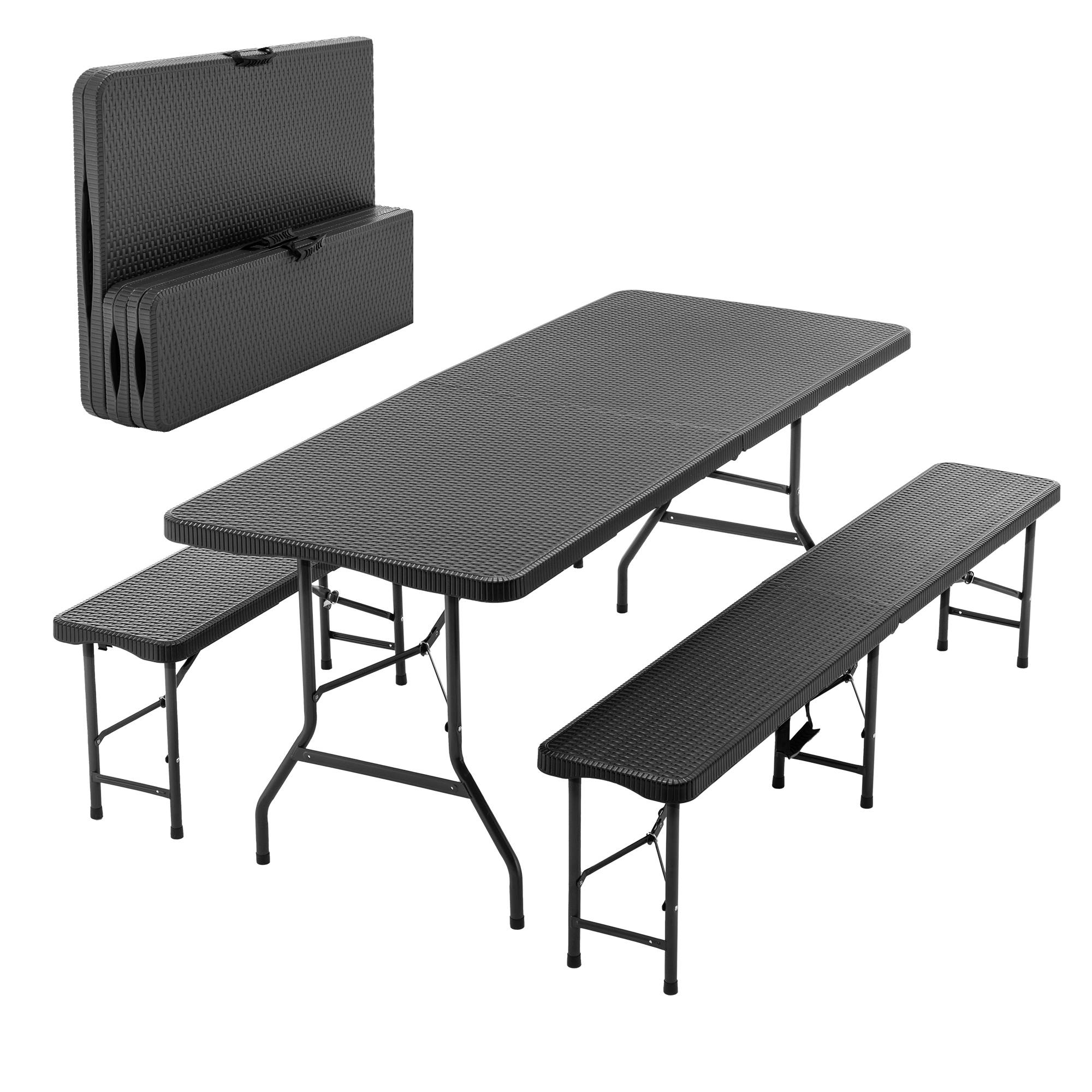 Table pliante + 2 bancs – robuste, imperméable, résiste au soleil - Image 2