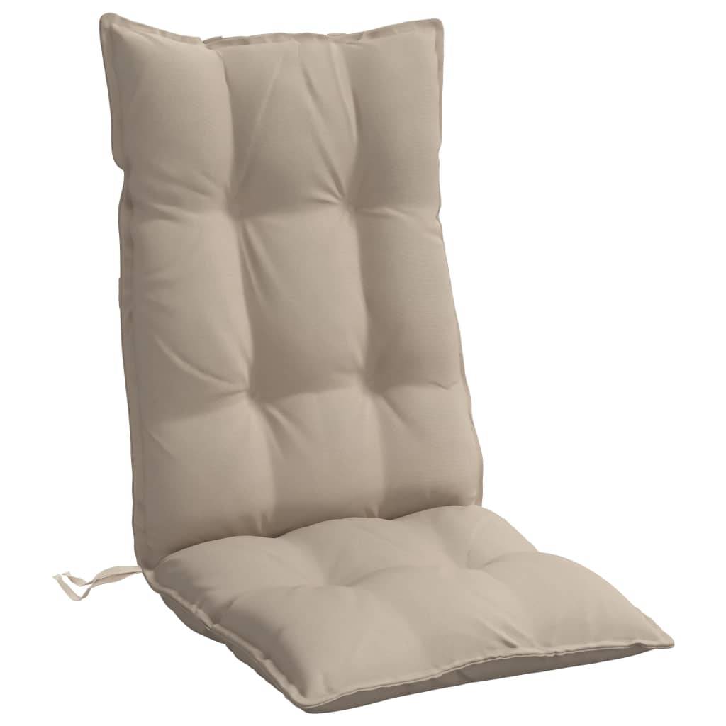 Coussins de chaise dossier haut tissu Oxford taupe 120 x 50 x 7 cm - PANGIVO - Image 5