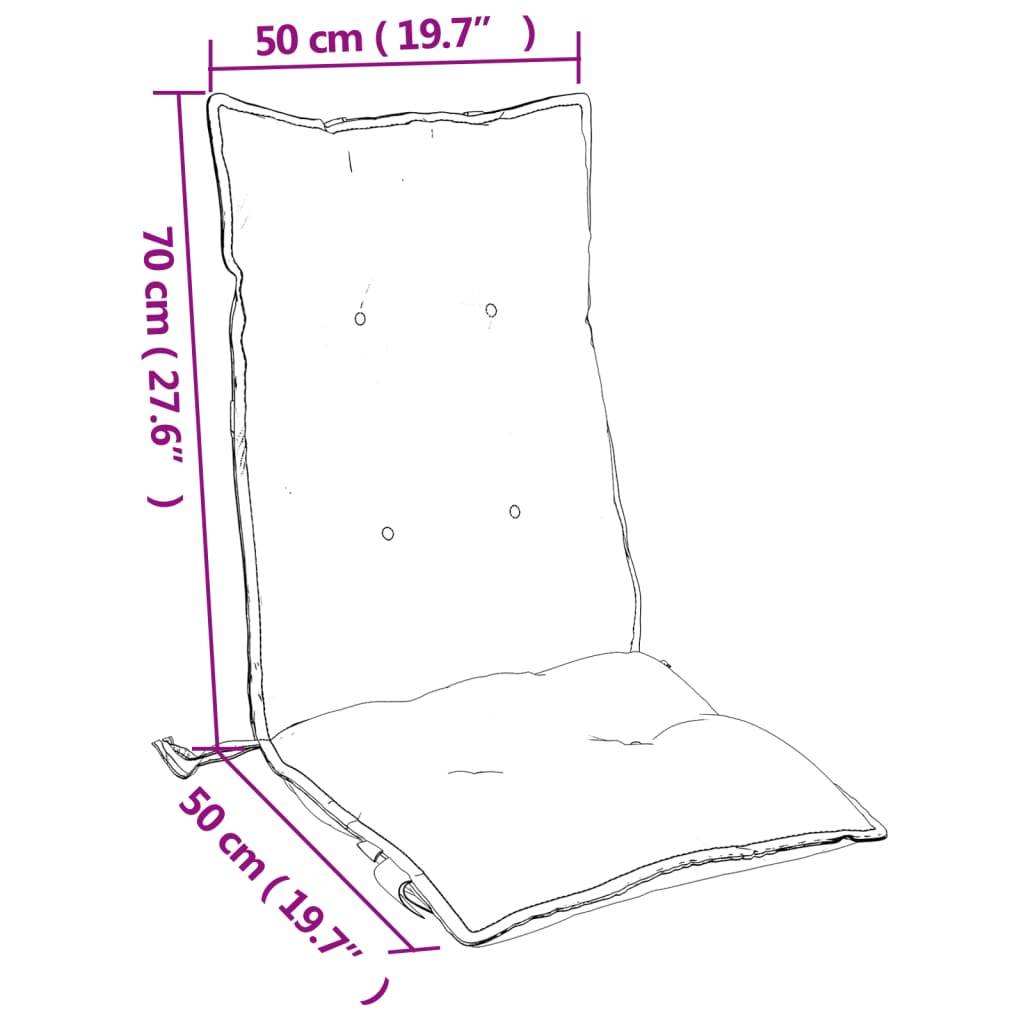 Coussins de chaise dossier haut tissu Oxford taupe 120 x 50 x 7 cm - PANGIVO - Image 10