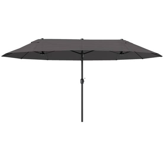 Parasol de jardin manivelle parasol double 4,6x2,7x2,4m - Acier polyester haute densité Gris fr139 - Image 2