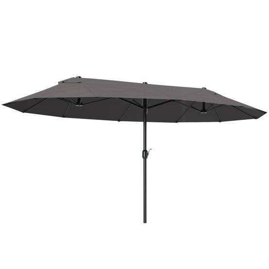 Parasol de jardin manivelle parasol double 4,6x2,7x2,4m - Acier polyester haute densité Gris fr139 - Image 1