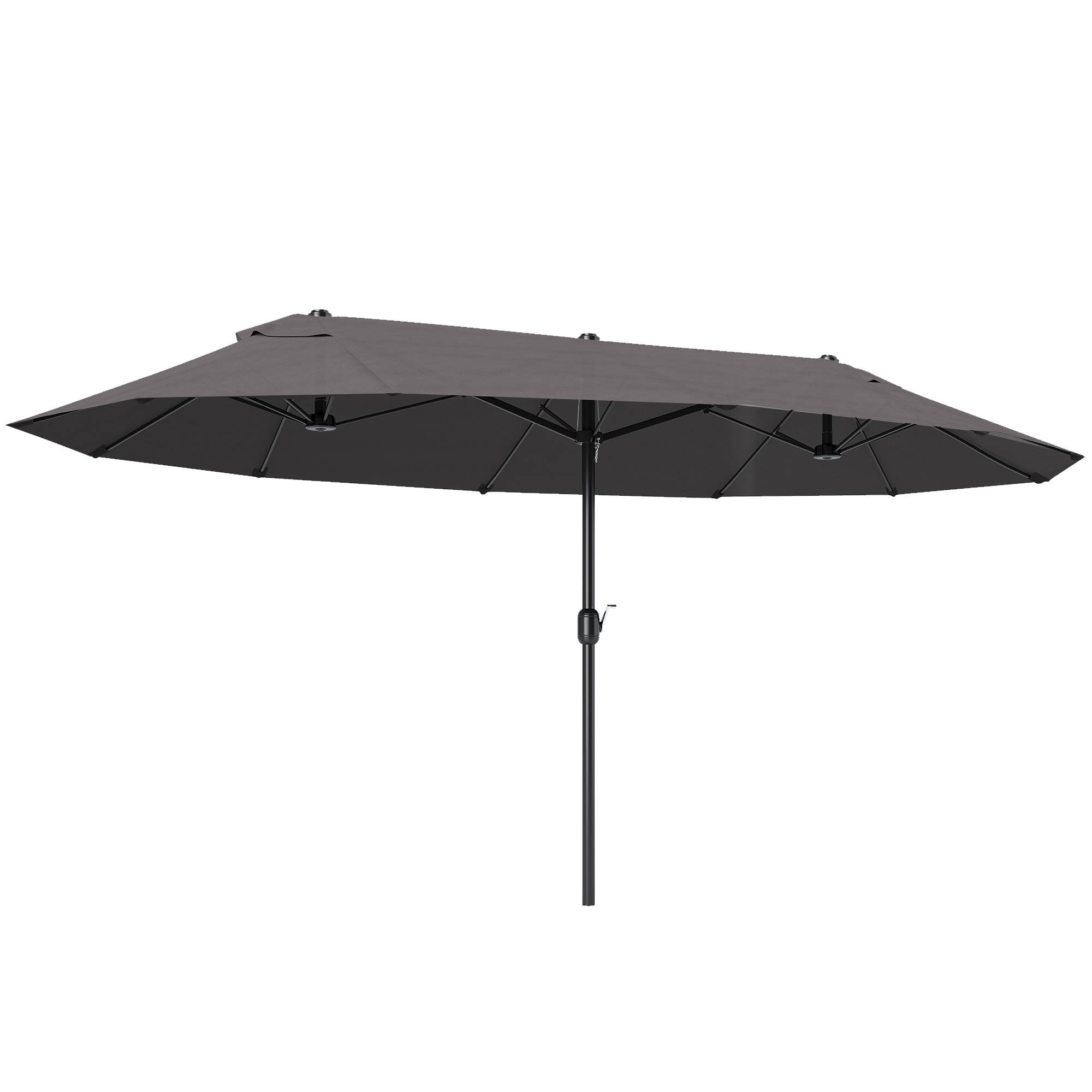 Parasol de jardin manivelle parasol double 4,6x2,7x2,4m - Acier polyester haute densité Gris fr139