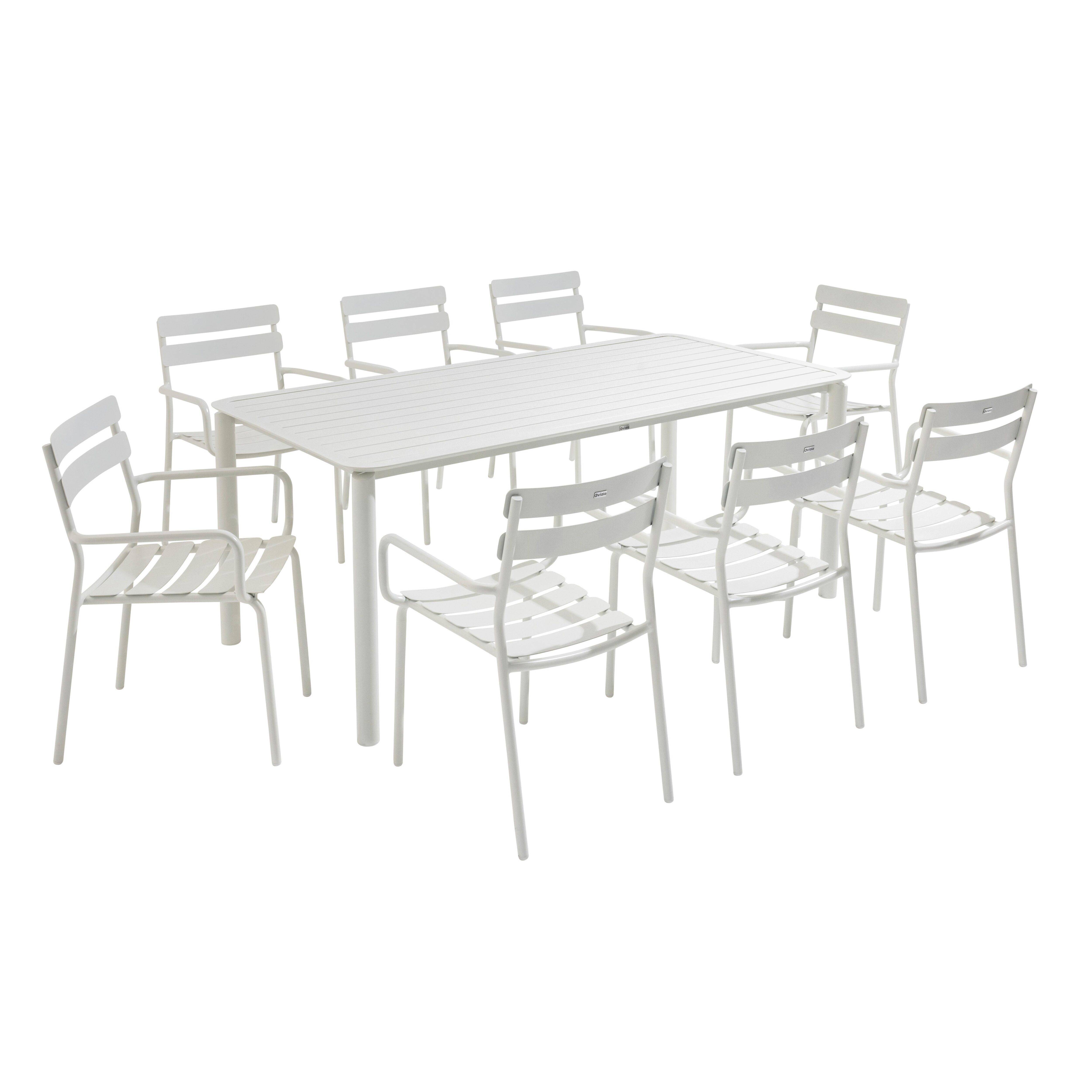 Oviala - Ensemble table de jardin et 8 fauteuils blanc Almada - Oviala - Imagen 1