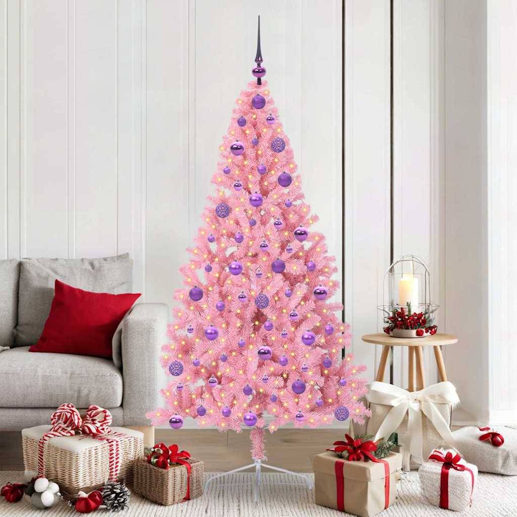 Vidaxl - Sapin de Noël artificiel pré-éclairé Rose 180 cm PVC vidaXL 3397082 - Image 1