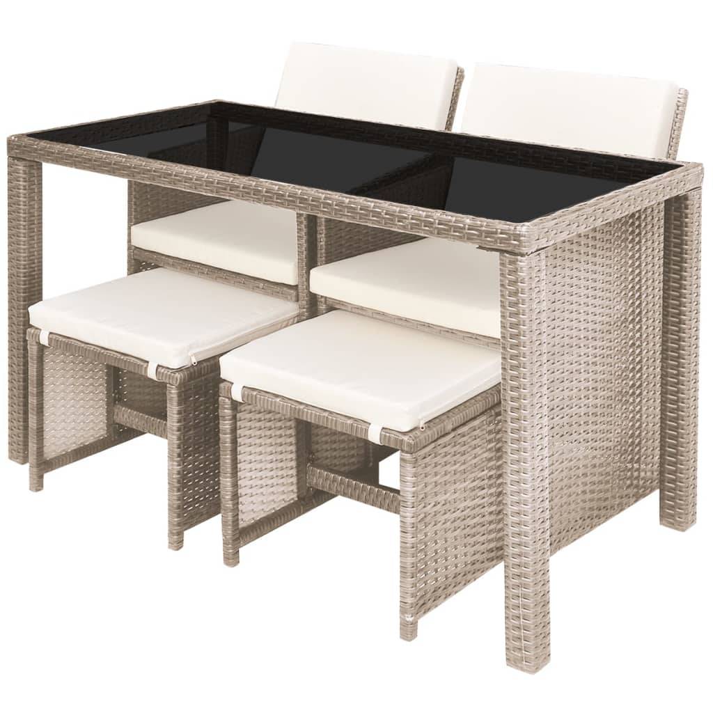 Vidaxl - Ensemble à manger d'extérieur avec coussins 5 pcs Rotin Beige vidaXL 42555 - Image 5
