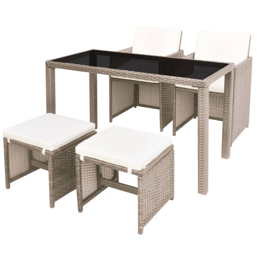 Vidaxl - Ensemble à manger d'extérieur avec coussins 5 pcs Rotin Beige vidaXL 42555 - Image 2