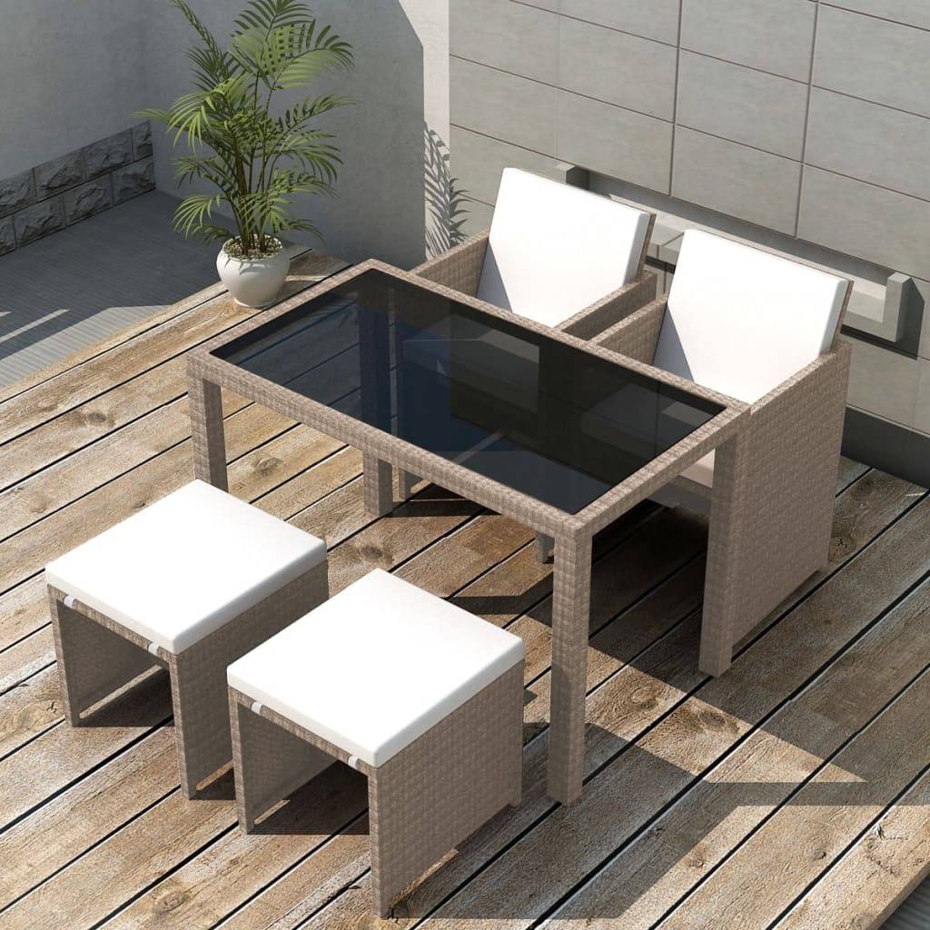 Vidaxl - Ensemble à manger d'extérieur avec coussins 5 pcs Rotin Beige vidaXL 42555 - Image 1