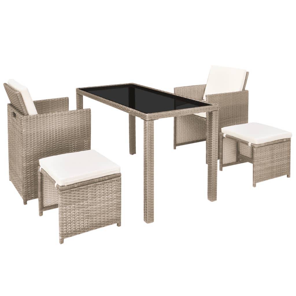 Vidaxl - Ensemble à manger d'extérieur avec coussins 5 pcs Rotin Beige vidaXL 42555 - Image 4