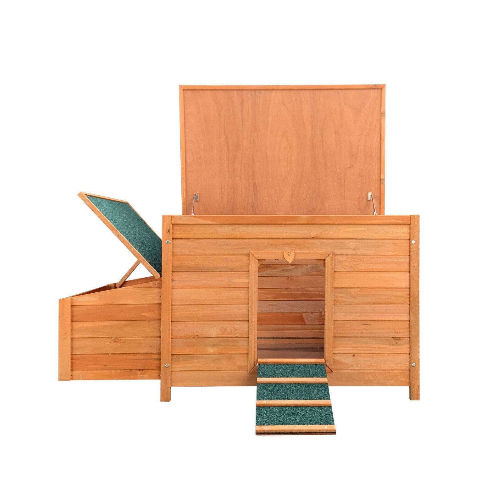 Helloshop26 - Poulailler compact pratique toit hydrofuge avec nichoir 136 cm bois brun - Imagen 2