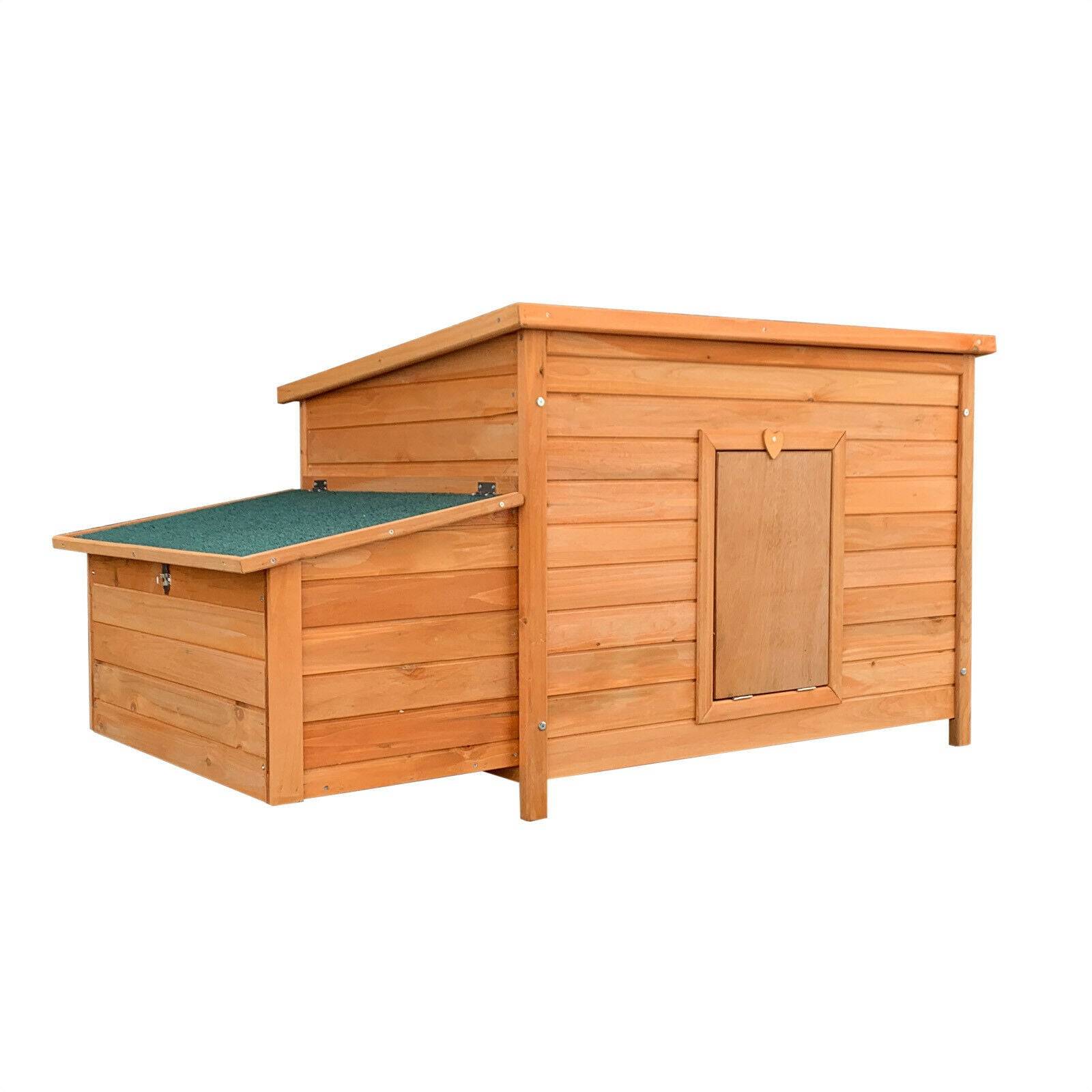 Helloshop26 - Poulailler compact pratique toit hydrofuge avec nichoir 136 cm bois brun - Imagen 1