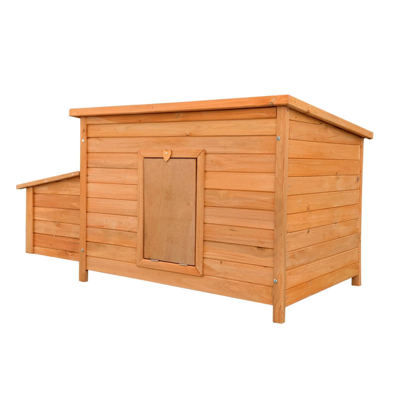 Helloshop26 - Poulailler compact pratique toit hydrofuge avec nichoir 136 cm bois brun - Imagen 3