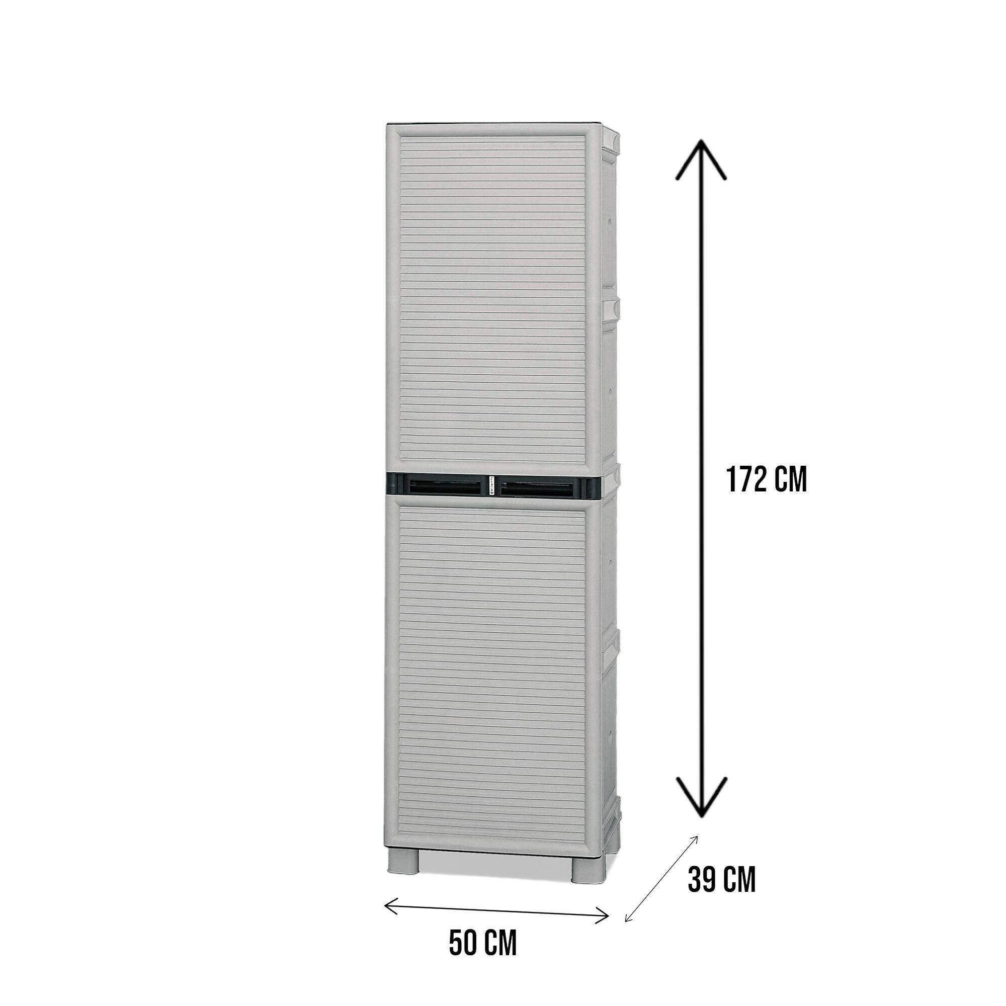 Dmora - Armoire d'extérieur Liège, Mobilier d'extérieur, Armoire de buanderie polyvalente, 100% Made in Italy, Gris clair, 50x39h172 cm - Dmora - Imagen 3