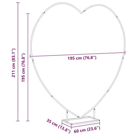 Arche de mariage Cœur en acier blanc pour cérémonie romantique jardin 195x211 cm - ComfortXL Outdoor Living - Image 9