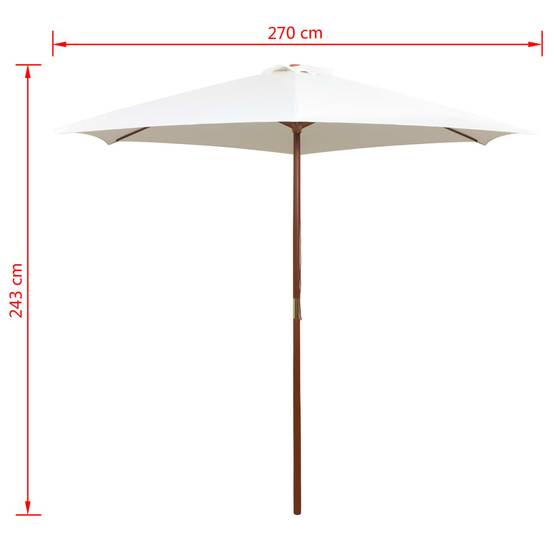 Maison Chic - Parasol - parasol de jardin - parasol d'extérieur avec poteau en bois 270 x 270 cm Blanc crème - MEUBLE PRO - Image 6