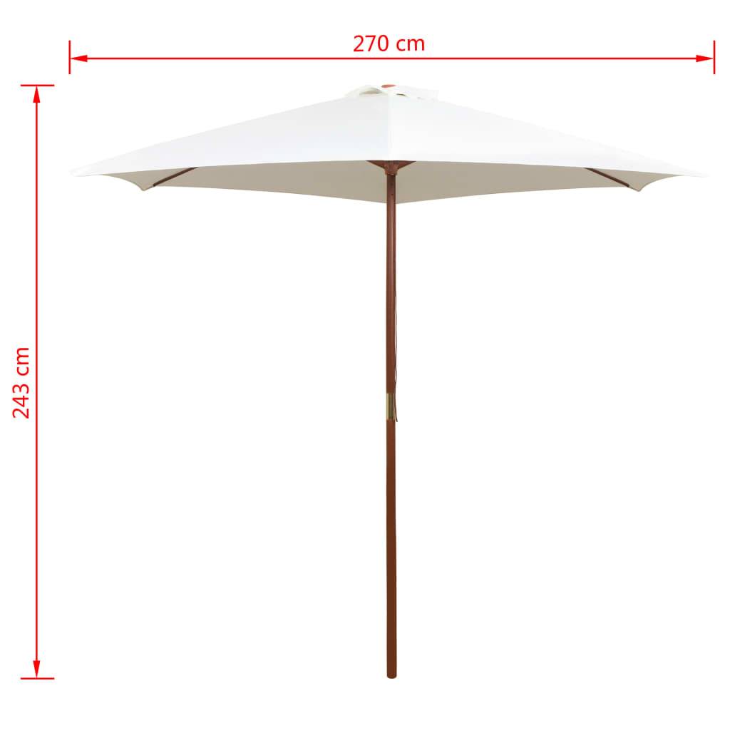 Maison Chic - Parasol - parasol de jardin - parasol d'extérieur avec poteau en bois 270 x 270 cm Blanc crème - MEUBLE PRO - Image 6