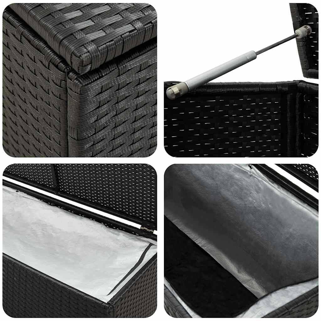 Vidaxl - Boîte de rangement de jardin Résine tressée 180x90x70 cm Noir vidaXL 46477 - Imagen 4