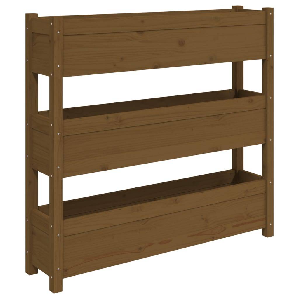 Maison Chic - Jardinière, Bac à fleurs, Pot de fleurs Marron miel 112x25x104,5 cm Bois massif de pin - Imagen 1