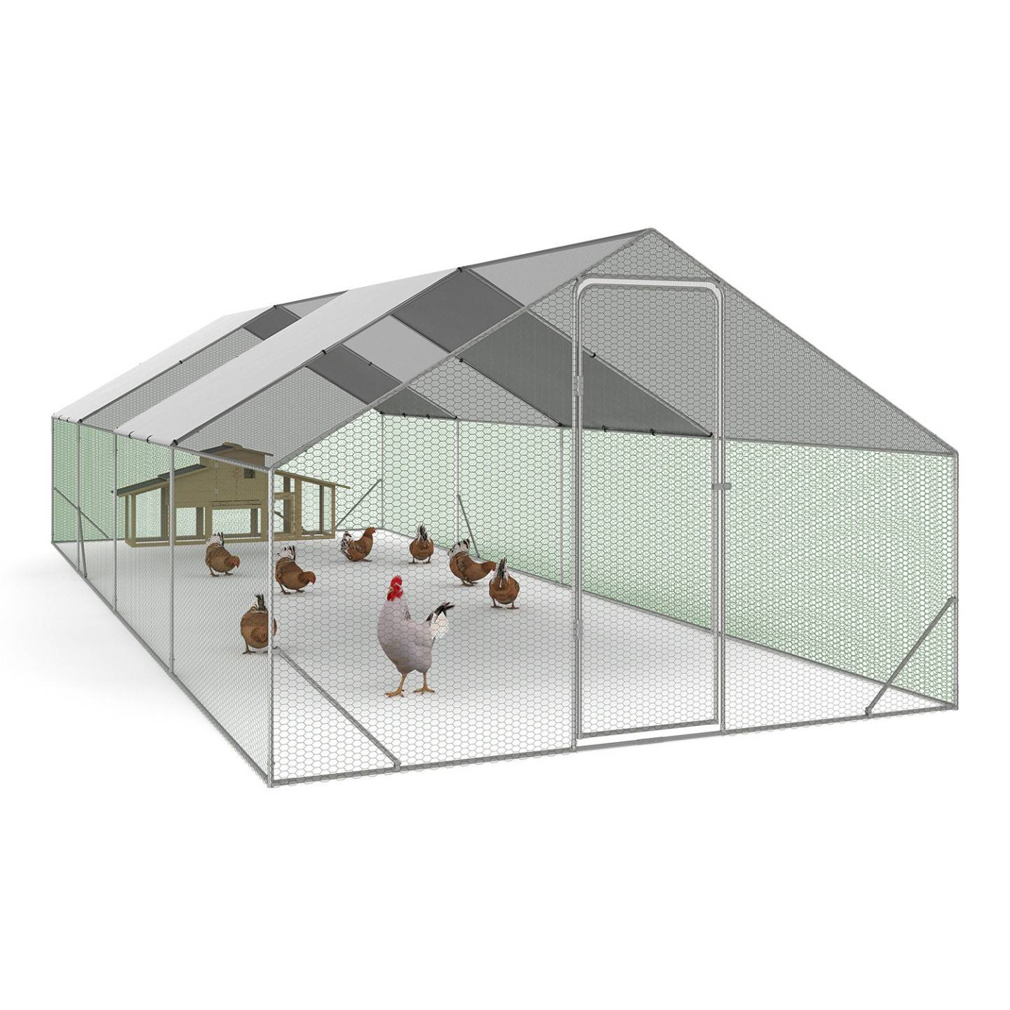 Enclos poulailler 24 m² grillagé 8×3 m en acier galvanisé avec porte sécurisée – ID Market - Image 10