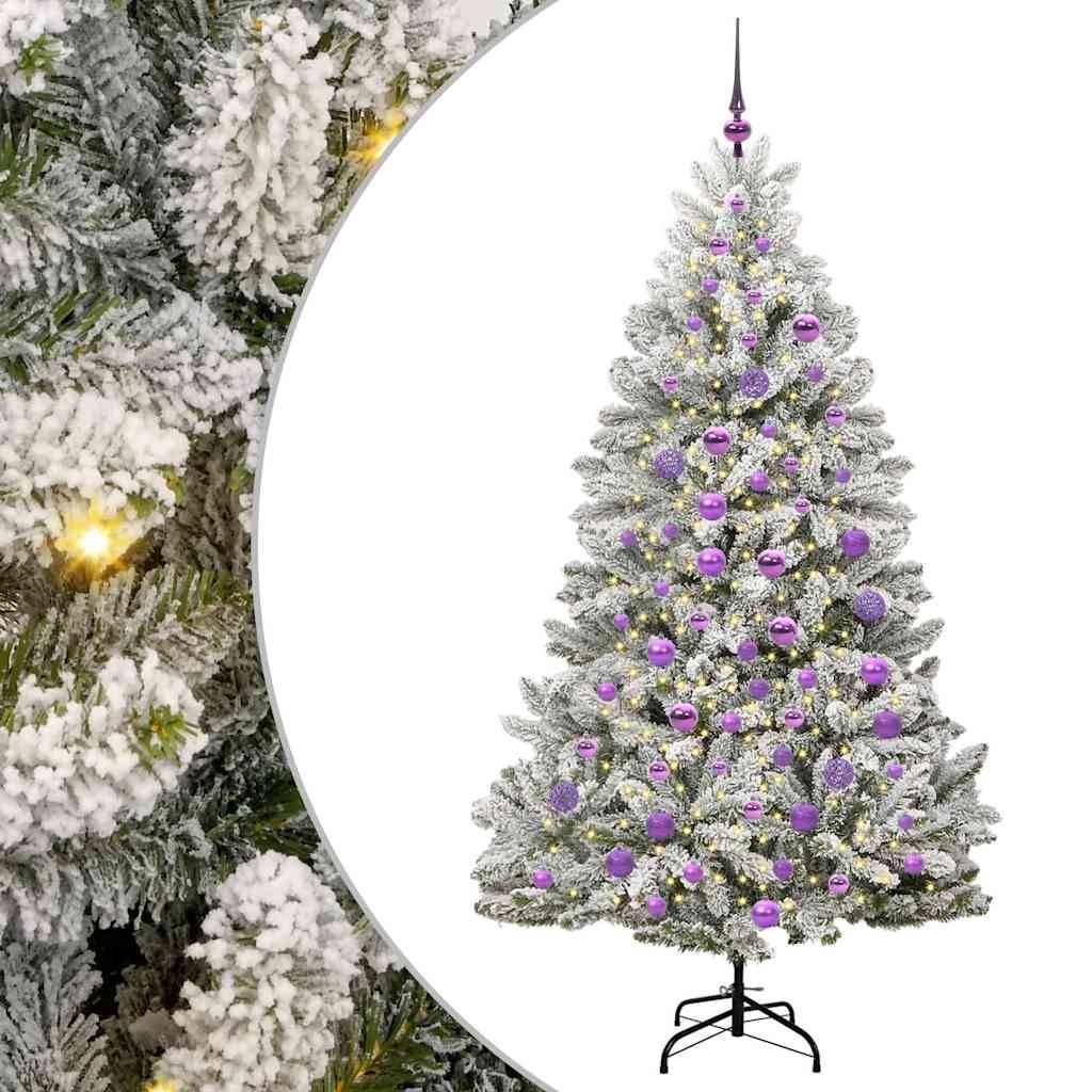 ComfortXL - Sapin de Noël Artificiel Floqué 180 cm Lumineux avec LED et Boules Argent – ComfortXL Outdoor Living - Image 2