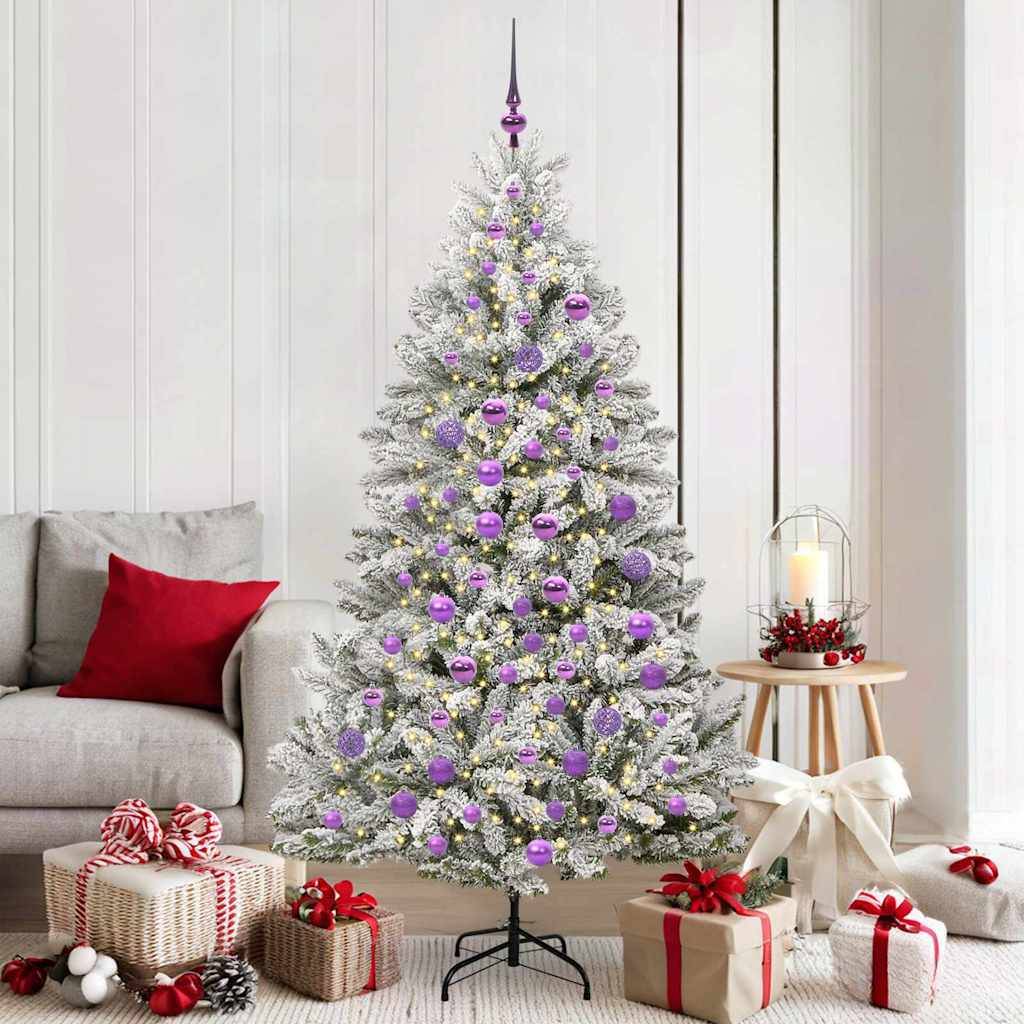 ComfortXL - Sapin de Noël Artificiel Floqué 180 cm Lumineux avec LED et Boules Argent – ComfortXL Outdoor Living - Image 1