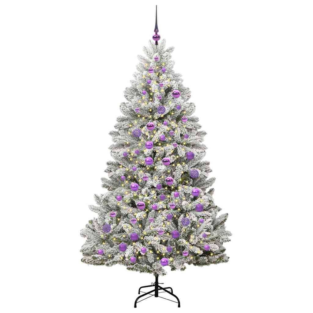 ComfortXL - Sapin de Noël Artificiel Floqué 180 cm Lumineux avec LED et Boules Argent – ComfortXL Outdoor Living - Image 3