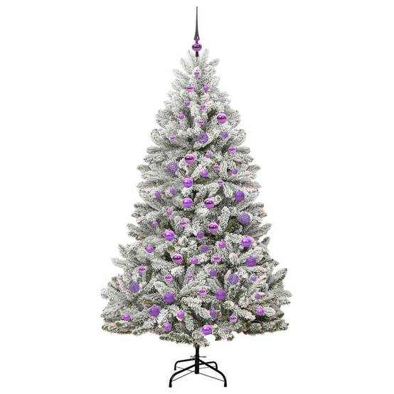 ComfortXL - Sapin de Noël Artificiel Floqué 180 cm Lumineux avec LED et Boules Argent – ComfortXL Outdoor Living - Image 4