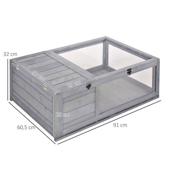 Maison enclos tortue bois sapin habitat intérieur extérieur 91x60x32cm gris - ComfortXL Outdoor Living - Image 5