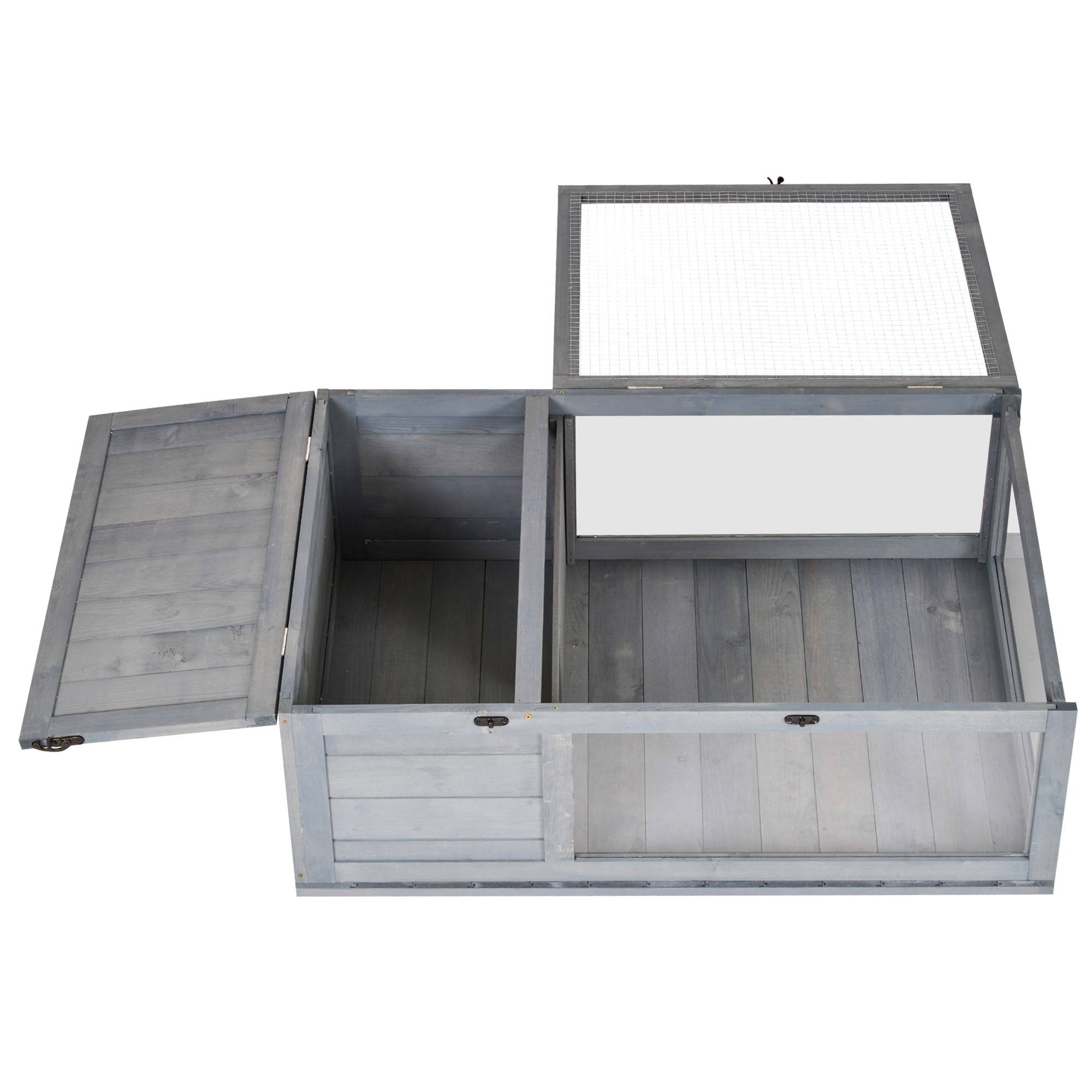 Maison enclos tortue bois sapin habitat intérieur extérieur 91x60x32cm gris - ComfortXL Outdoor Living - Image 2