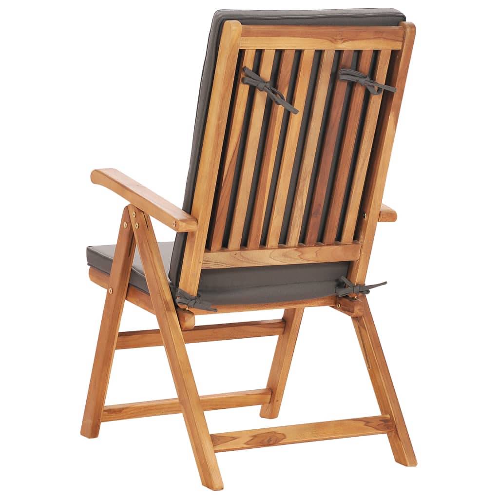 Helloshop26 - Salon de jardin meuble d'extérieur ensemble de mobilier 5 pièces avec coussins gris bois de teck massif - Imagen 7
