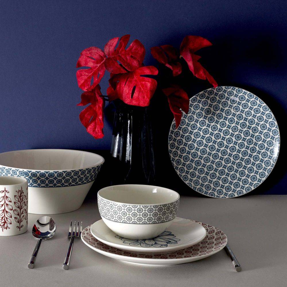The Home Deco Factory - Assiette en porcelaine imprimée Cottage 25 cm (Lot de 6) - Imagen 2