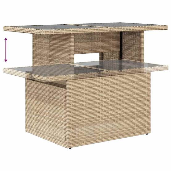 Ensemble de jardin 7 pièces résine tressée avec table relevable et coffres de rangement Beige – ComfortXL Outdoor Living - Image 10