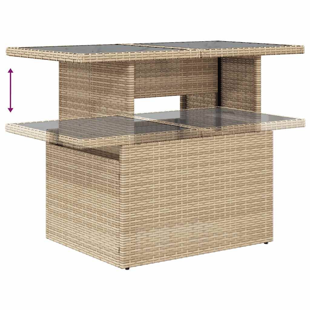 Ensemble de jardin 7 pièces résine tressée avec table relevable et coffres de rangement Beige – ComfortXL Outdoor Living - Image 10