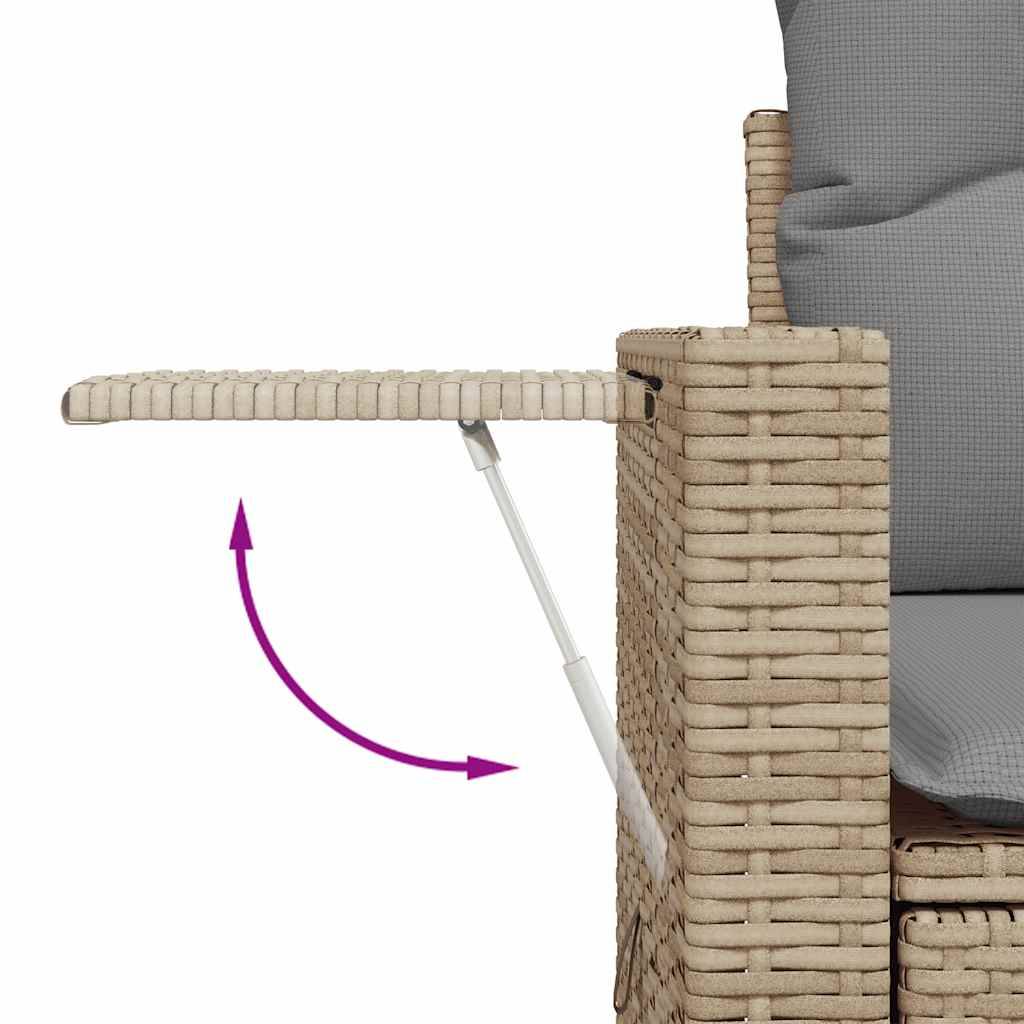 Ensemble de jardin 7 pièces résine tressée avec table relevable et coffres de rangement Beige – ComfortXL Outdoor Living - Image 3