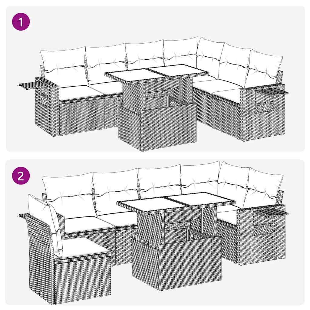 Ensemble de jardin 7 pièces résine tressée avec table relevable et coffres de rangement Beige – ComfortXL Outdoor Living - Image 4
