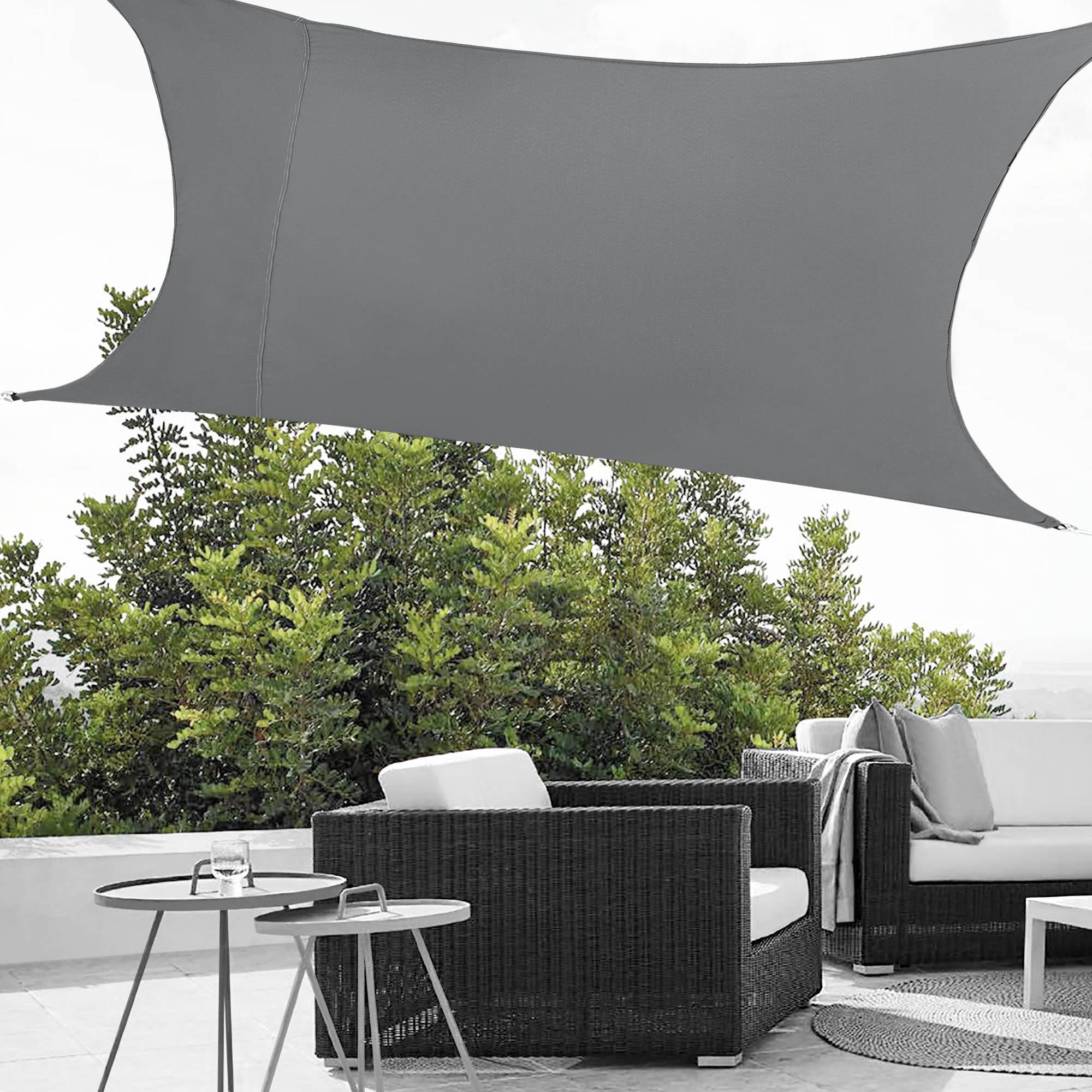 Voile d'Ombrage Lerma Rectangualire Gris Foncé 2 x 4 m [en.casa] - Image 6