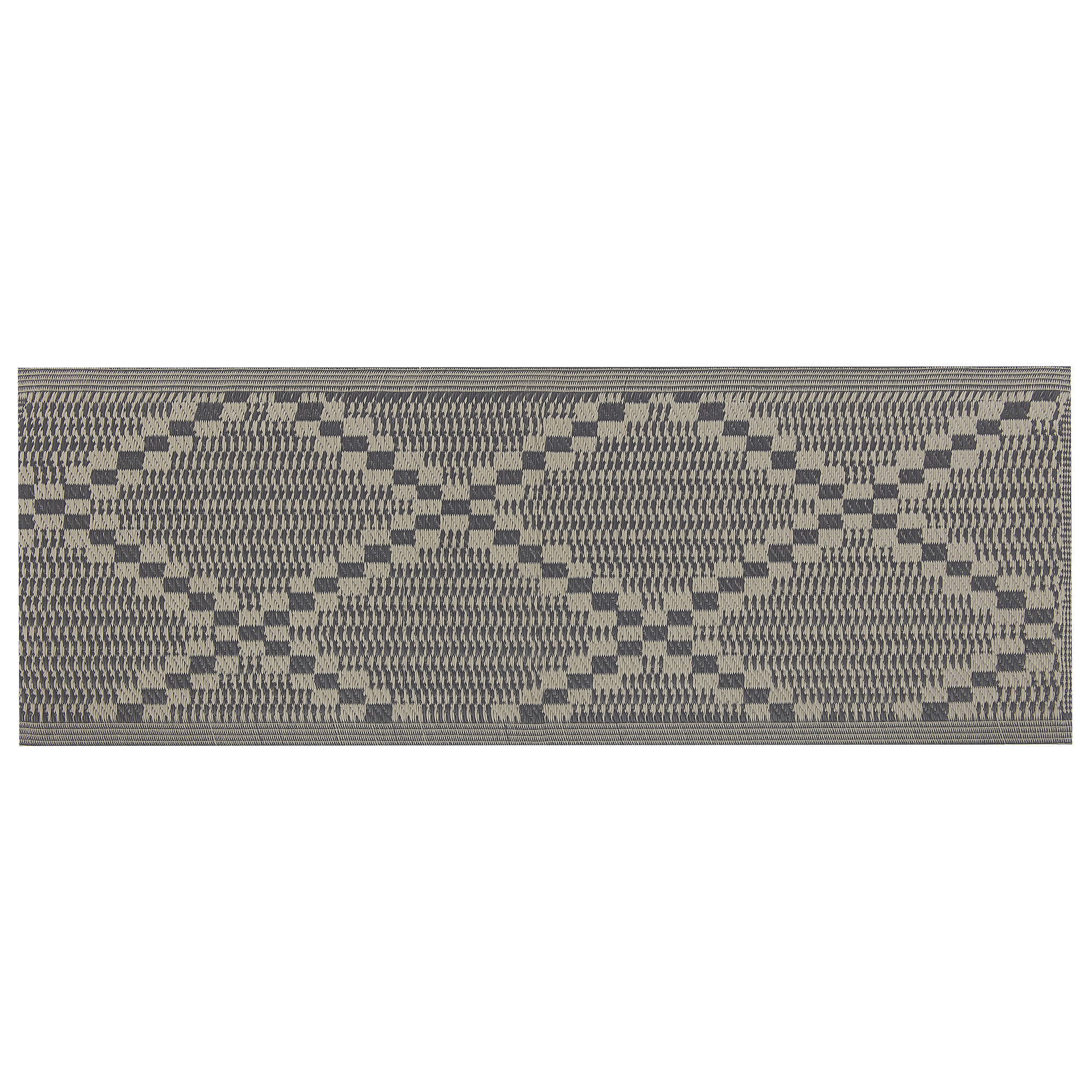 Beliani - Tapis Extérieur et Intérieur Gris et Marron en Polypropylène Motif à Carreaux pour Salon ou Terrasse au Style Minimaliste Moderne 60 x 105 cm Beliani - Imagen 1
