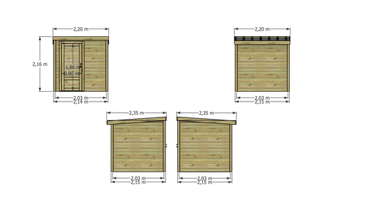 Sans Marque - ABRI DE JARDIN bois autoclave 27mm - Essentiel - 2,14x2,14m / 5m2 - Bac acier - Abri Français - Image 4