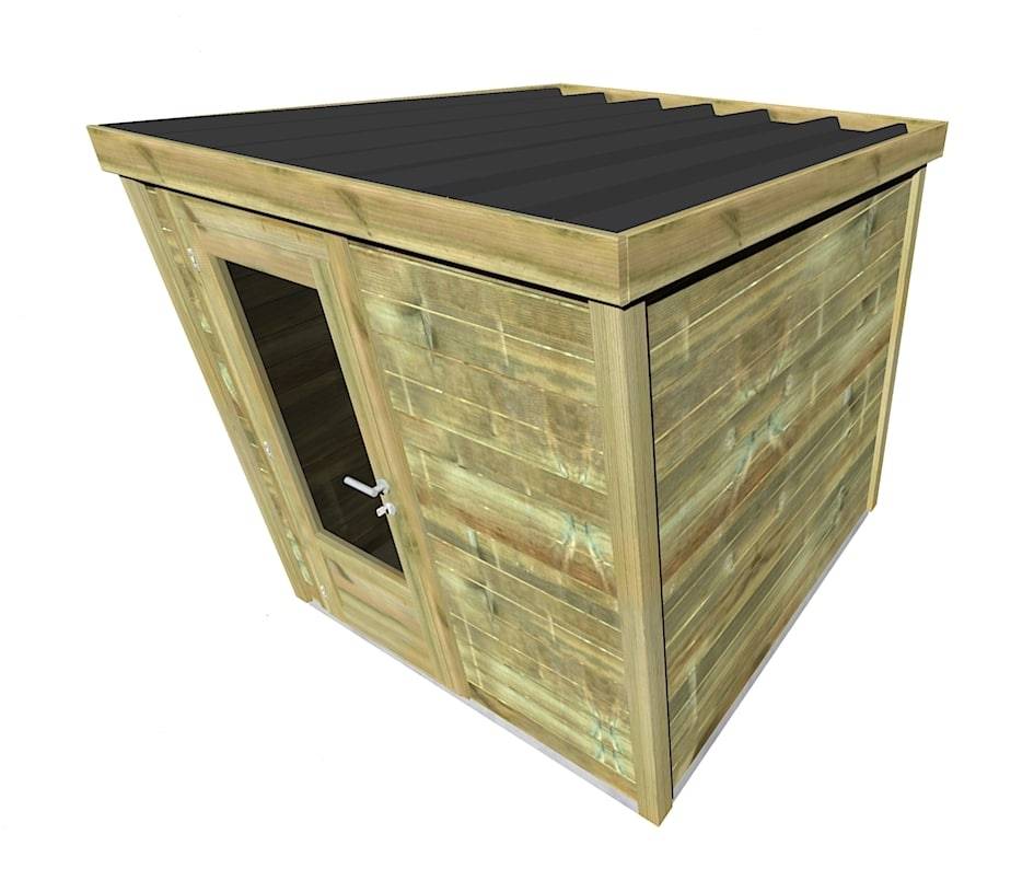 Sans Marque - ABRI DE JARDIN bois  autoclave 27mm - Essentiel - 2,14x2,14m / 5m2 - Bac acier - Abri Français - Image 3