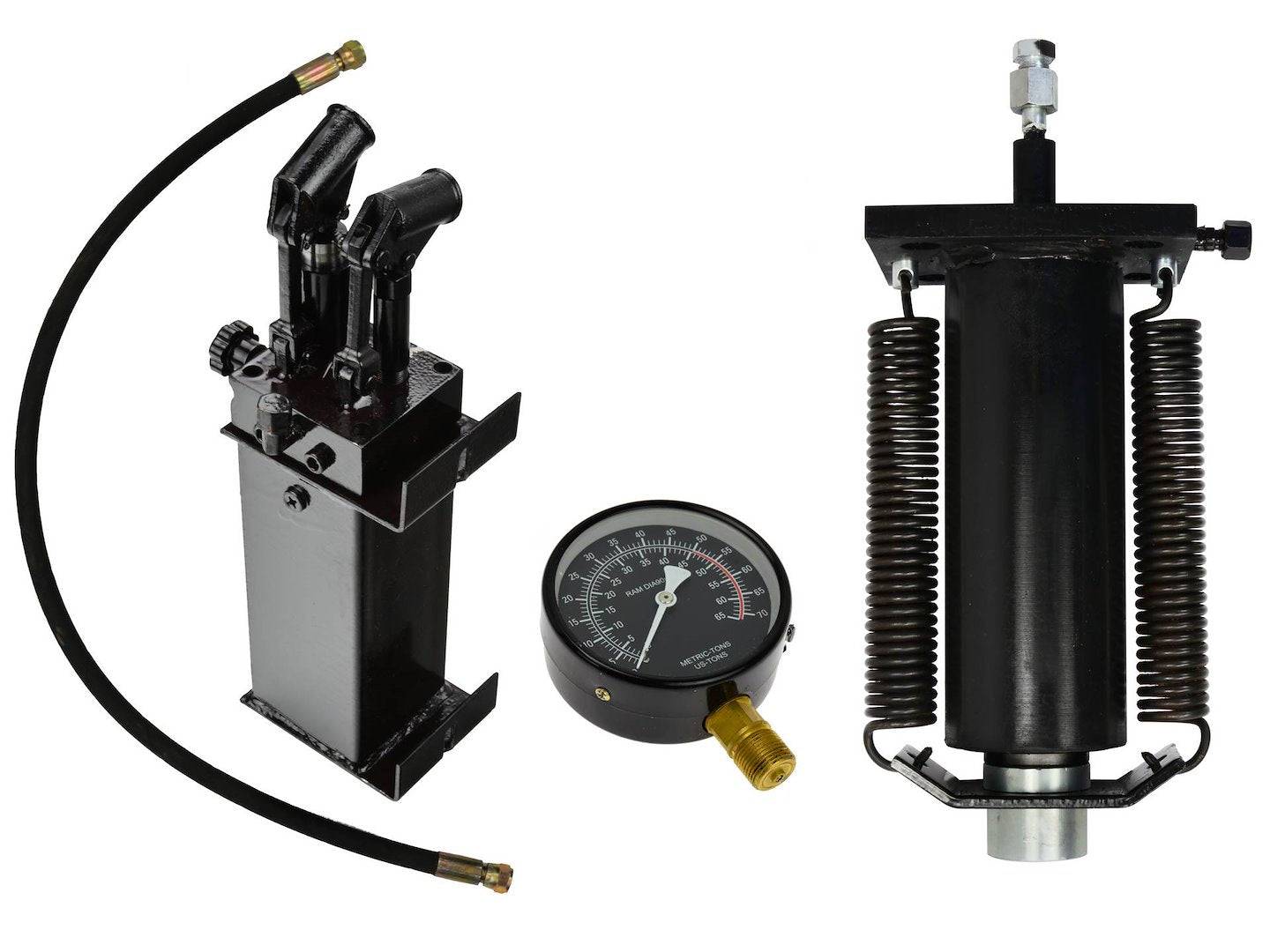 Kit Presse Hydraulique 50T Avec Vérin Pompe Deux Étages Manomètre 620 920 mm - Image 1