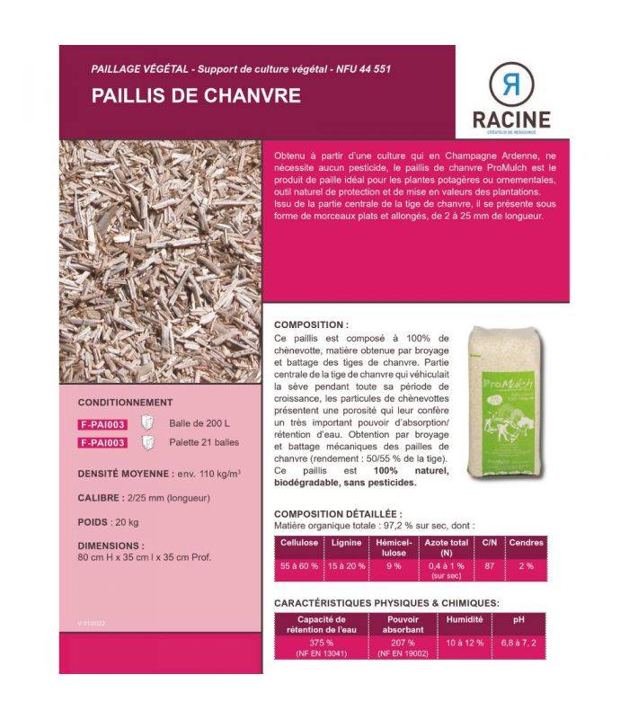 Paillis de chanvre dégradable sans pesticide, 10  balles de 200 litres - F-PAI003-10x200 - Image 2