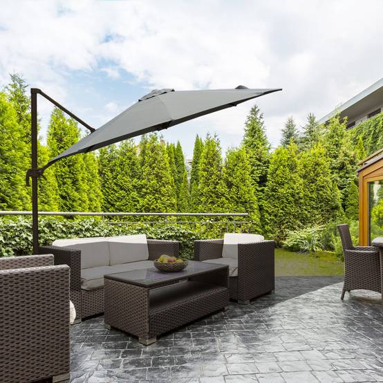 Parasol déporté Polyester Gris 295x295x250 cm - Image 4