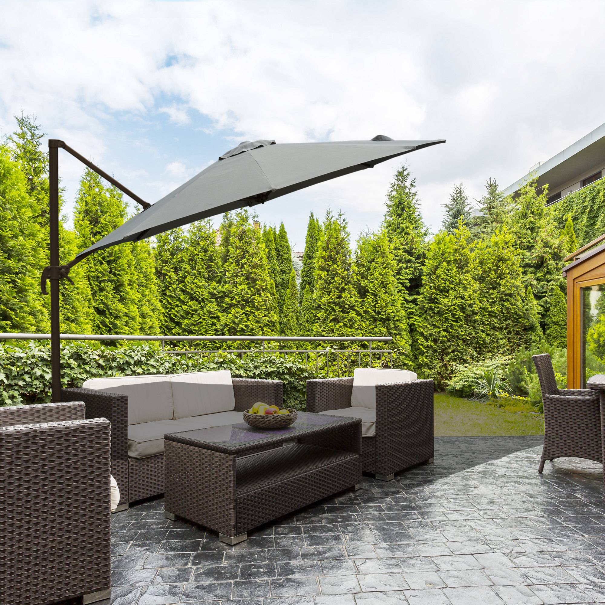 Parasol déporté Polyester Gris 295x295x250 cm - Image 4