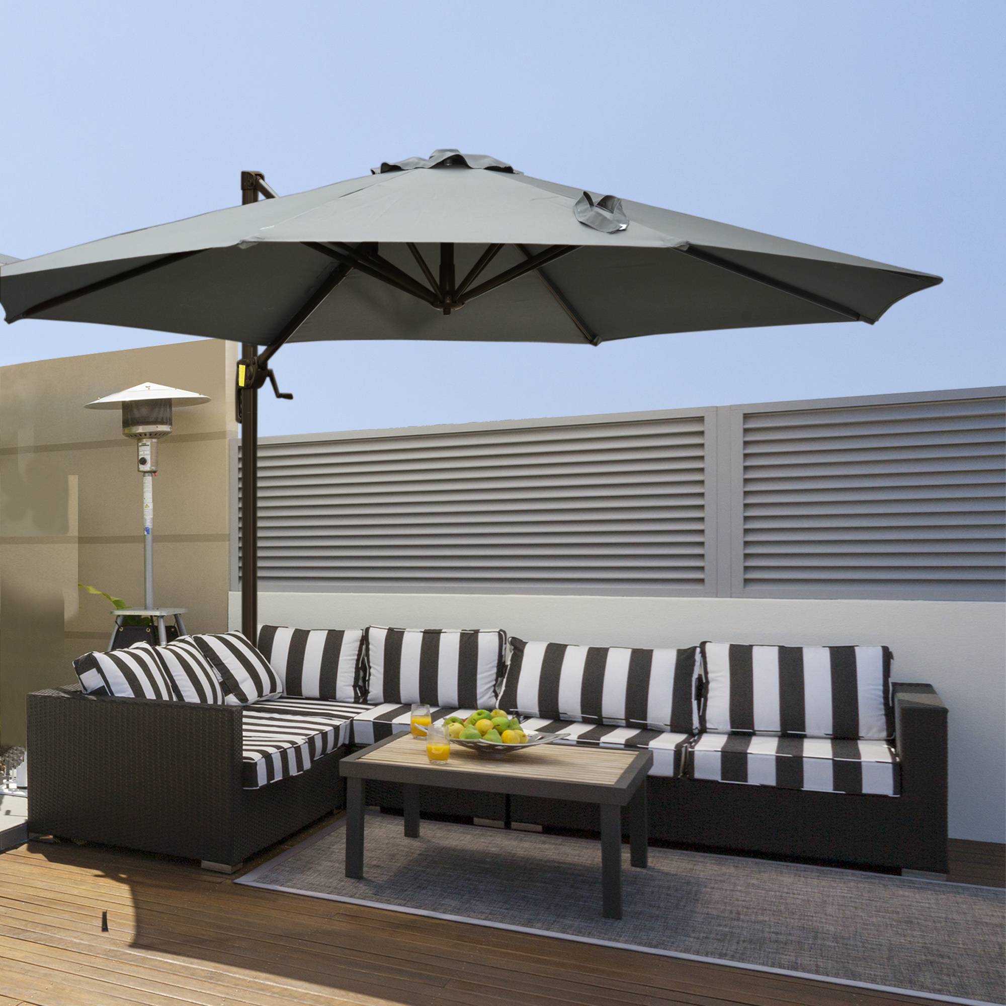 Parasol déporté Polyester Gris 295x295x250 cm - Image 3