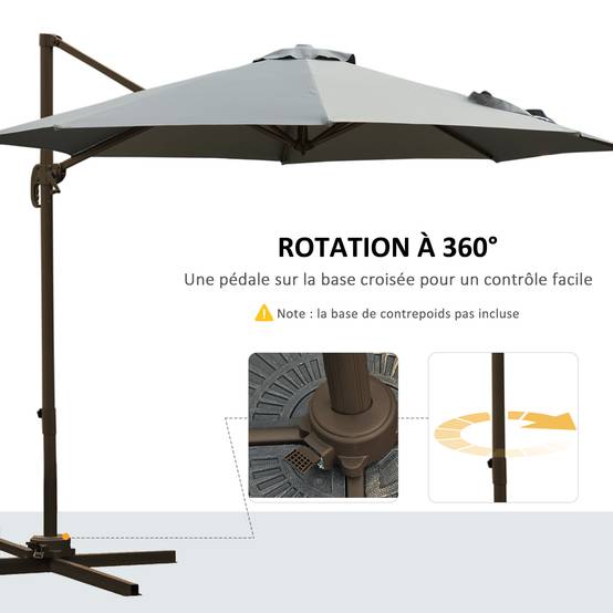 Parasol déporté Polyester Gris 295x295x250 cm - Image 7
