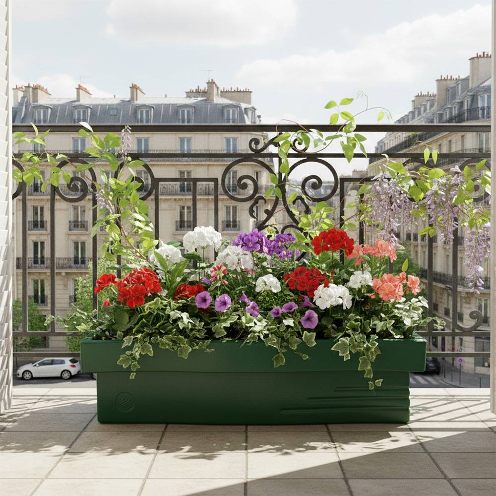 Jardinière design effet pierre 70l avec réserve d'eau-plast'up rotomoulage - Image 2