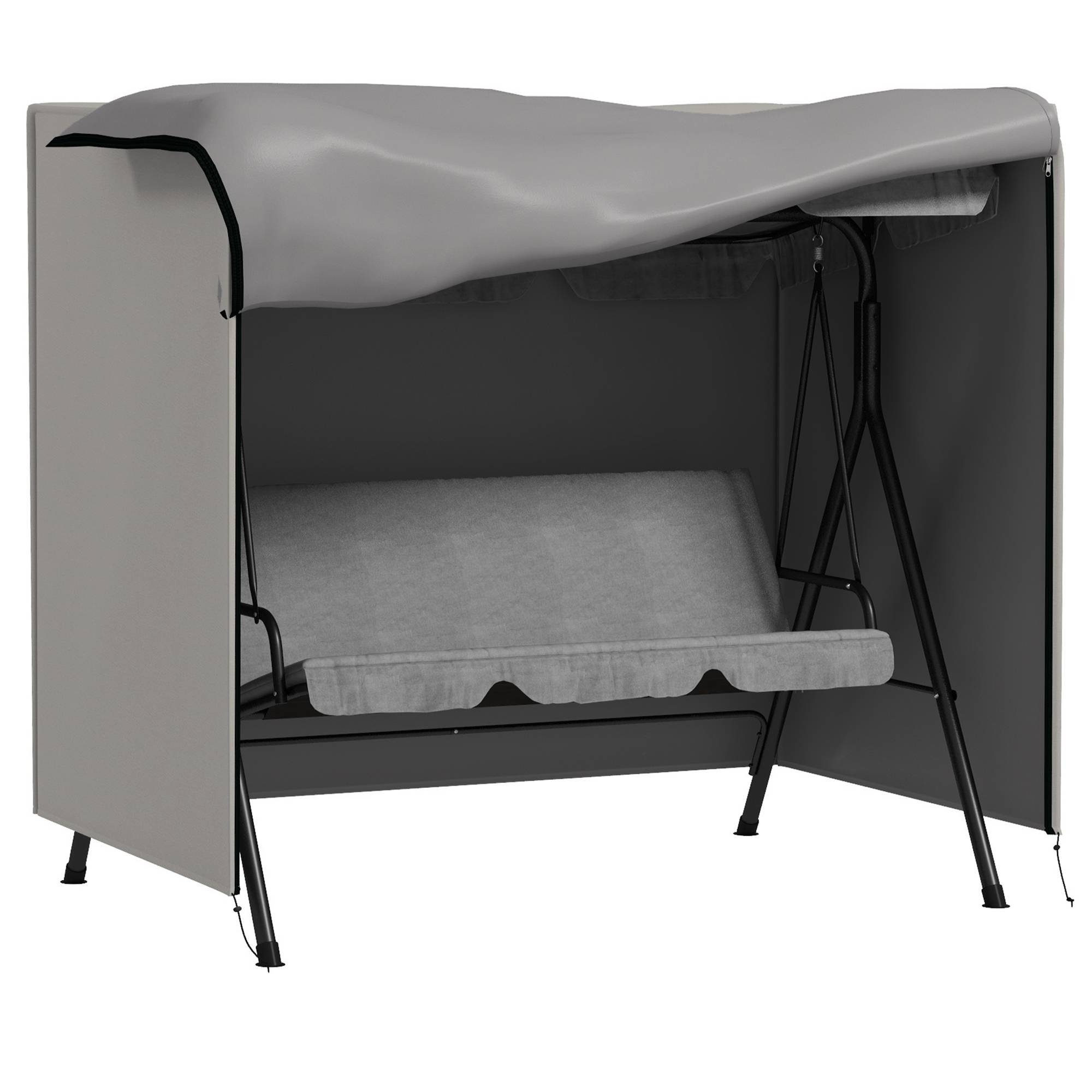 Housse balancelle grise 177x114x152cm fermeture éclair extérieur - Image 1