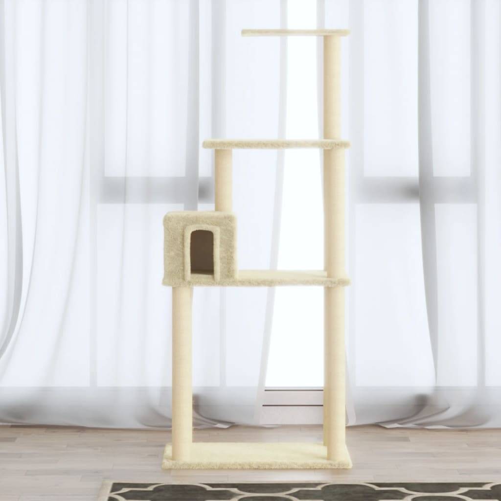 Vidaxl - Arbre à chat avec griffoirs en sisal Crème 147 cm vidaXL 171476 - Imagen 1