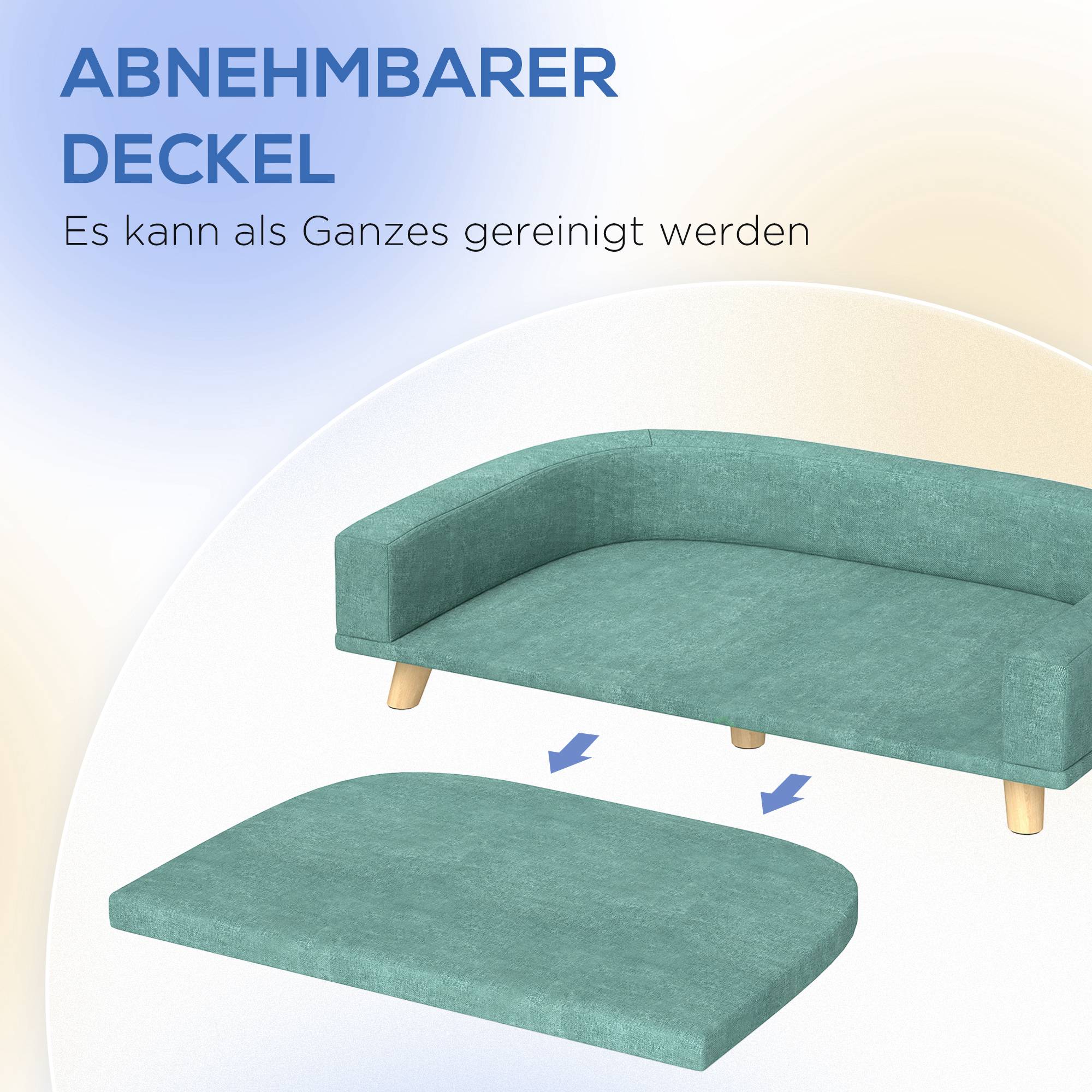 ComfortXL - Canapé pour chien polyester MDF 98 x 67 x 25 cm vert pour intérieur couchage surélevé coussin amovible - Image 5