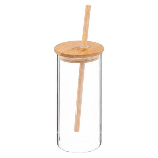 Chope & Paille en Verre "Palm" 40cl Transparent - Image 1