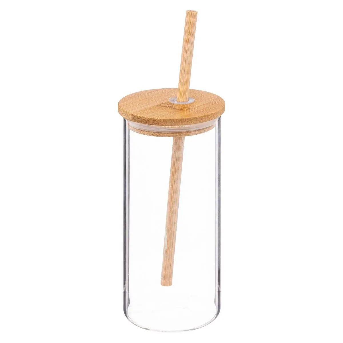 Chope & Paille en Verre "Palm" 40cl Transparent - Image 1